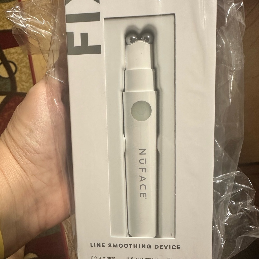 NuFace Fix, use on eyes, forehead, nose, and mouth fine lines, and wrinkles.